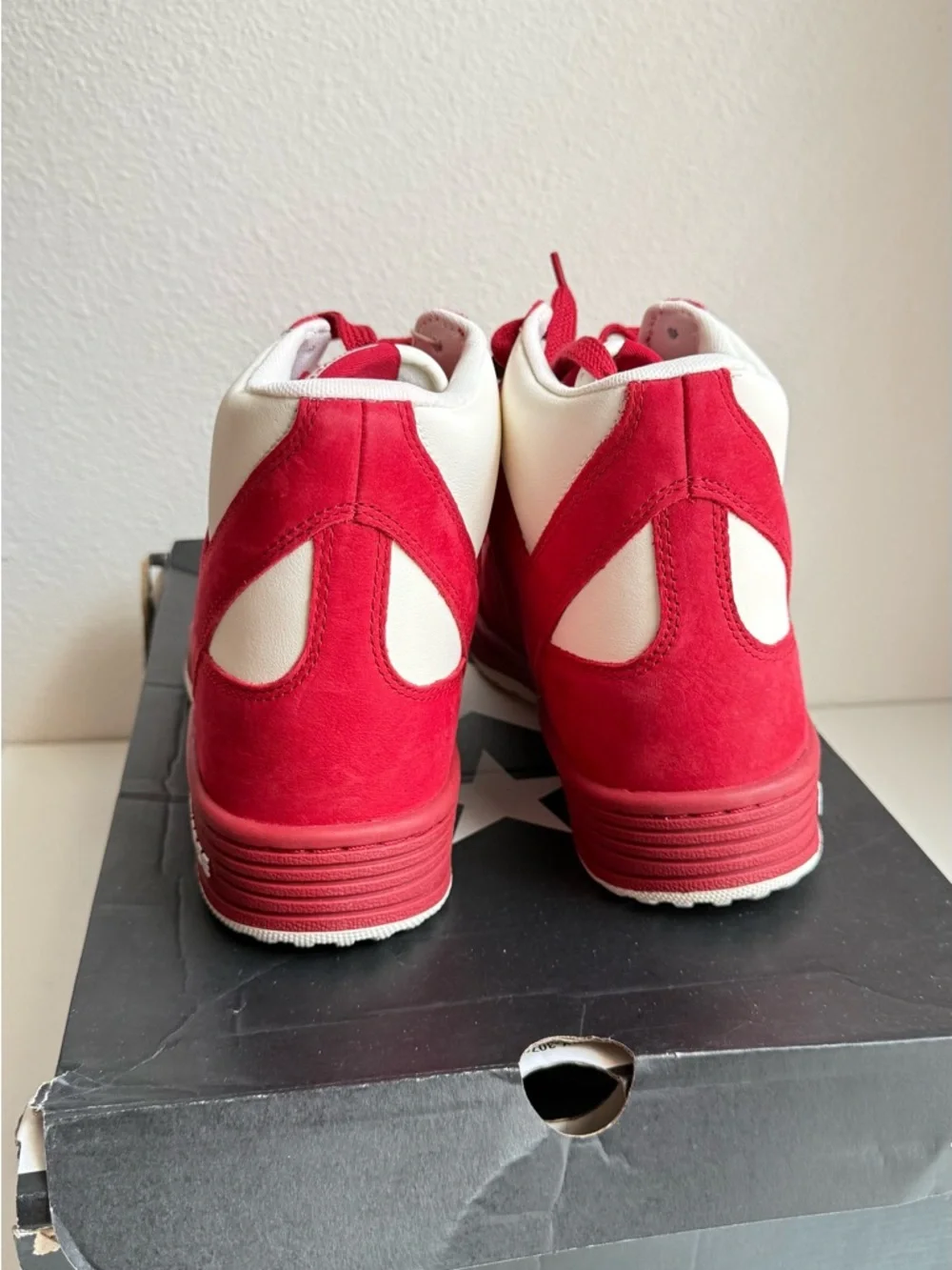 Converse Red and White Mid-Top Suede Sneakers - Picture 4 of 5